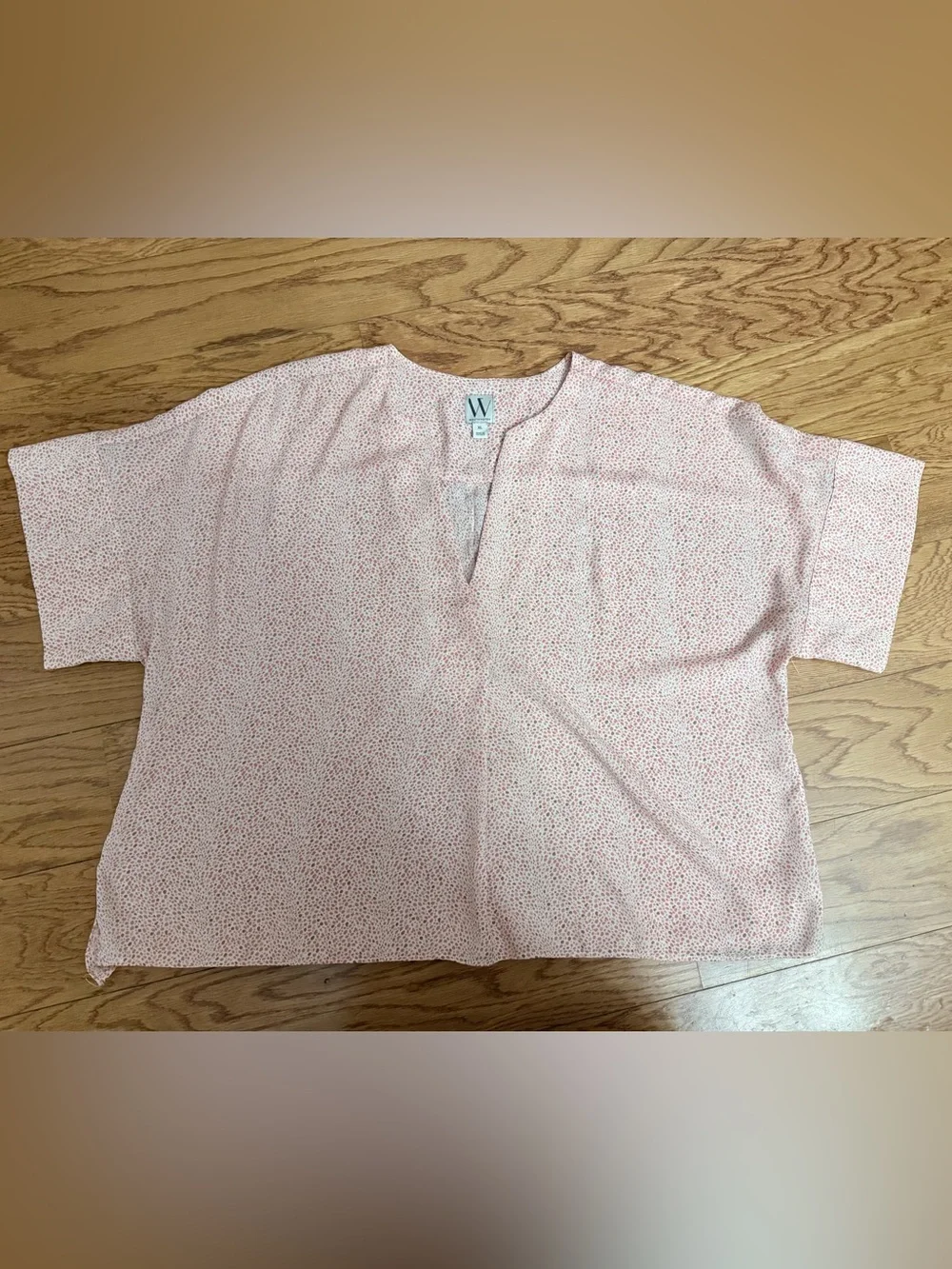 Worthington Light Pink Short Sleeve Printed Tunic Shirt
